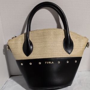 Furla Black and Cream Tote Bag